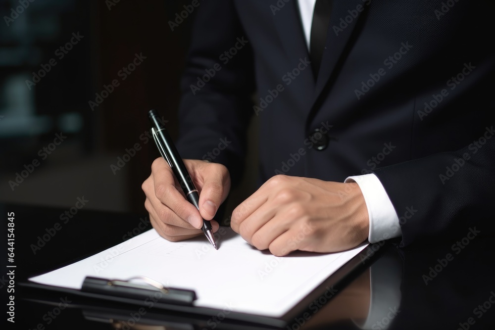 cropped shot of a businessman making notes on his clipboard cropped shot of a businessman making notes on his clipboard