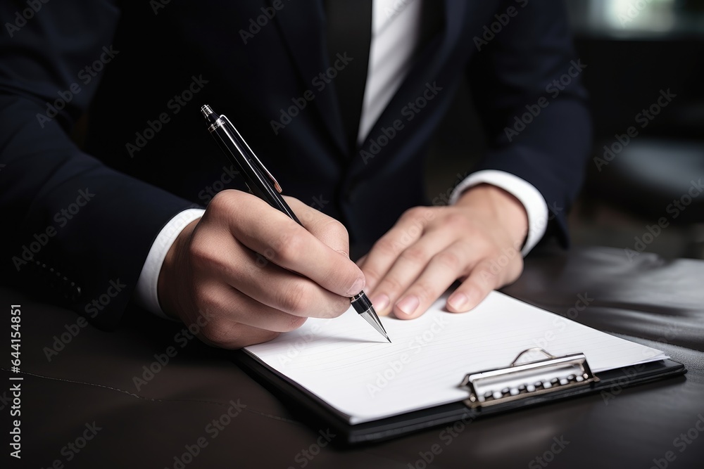 cropped shot of a businessman making notes on his clipboard cropped shot of a businessman making notes on his clipboard