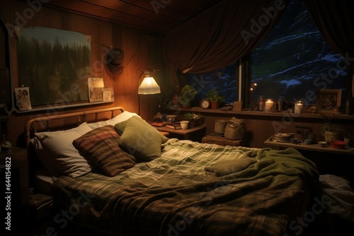 A cozy guest room for overnight visitors. Generative AI