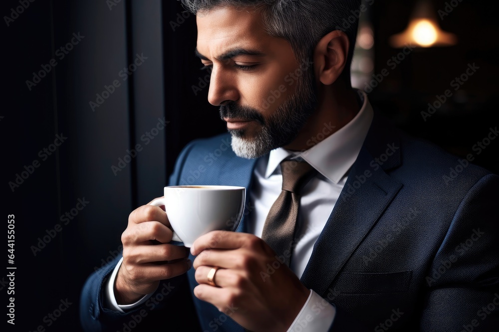 cropped shot of a businessman having coffee cropped shot of a businessman having coffee