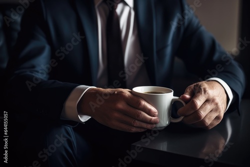 cropped shot of a businessman having coffee