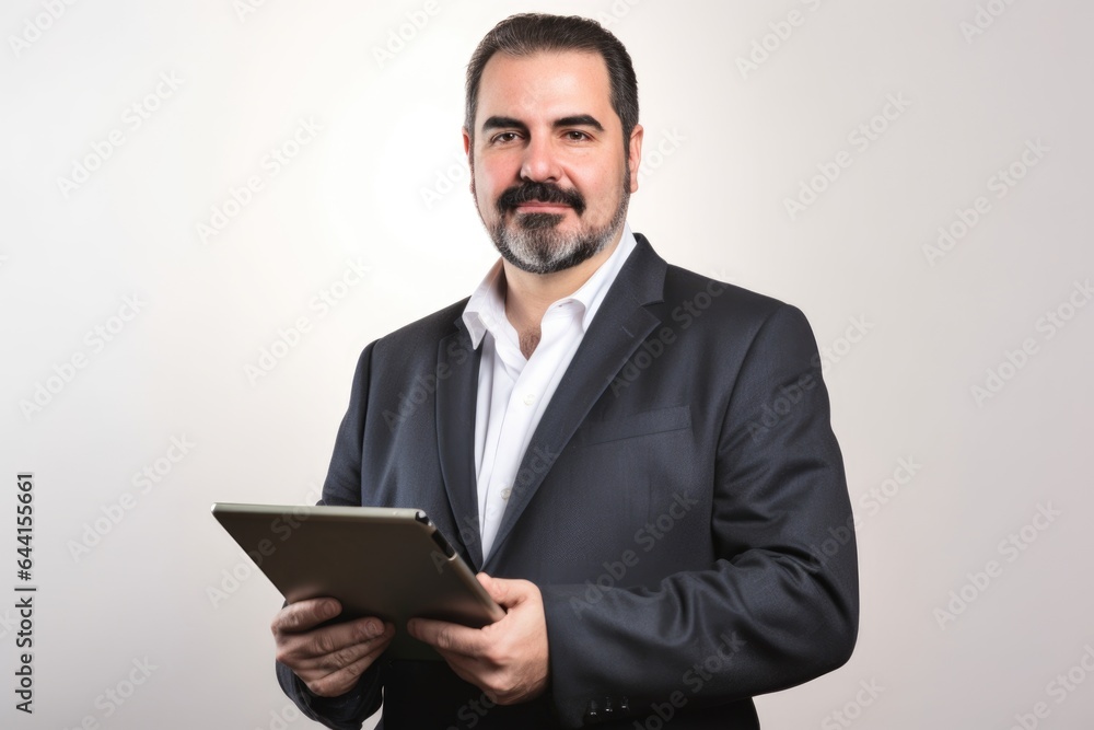 studio portrait of a businessman holding up his digital tablet against a copyspace background studio portrait of a businessman holding up his digital tablet against a copyspace background