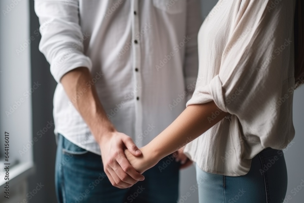 cropped shot of an attractive young female and male holding hands