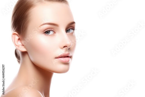 closeup studio shot of a beautiful young woman with perfect skin isolated on white © altitudevisual