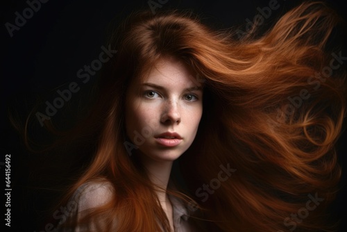 an attractive young woman posing with her hair in front of her face