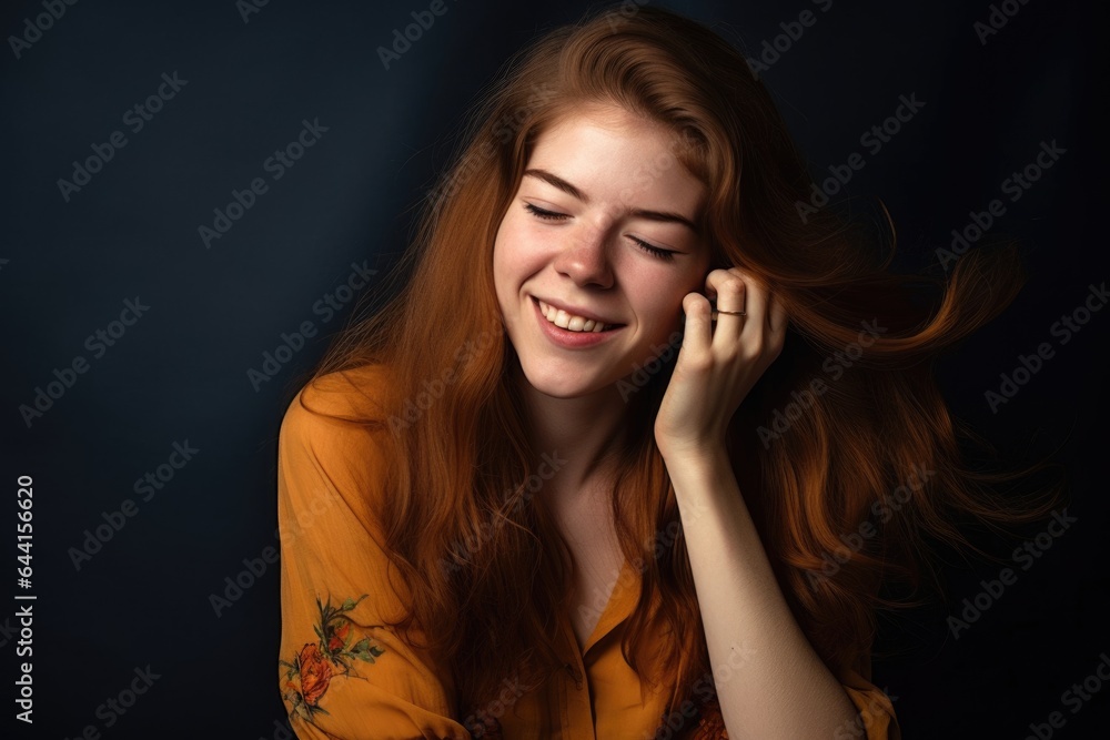 studio portrait of a beautiful young woman biting her hair studio portrait of a beautiful young woman biting her hair