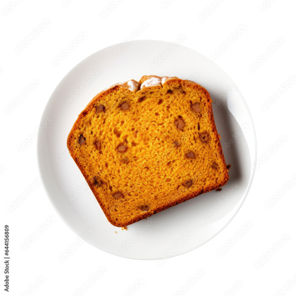Plate with Pumpkin Bread Isolated on a Transparent Background Plate with Pumpkin Bread Isolated on a Transparent Background