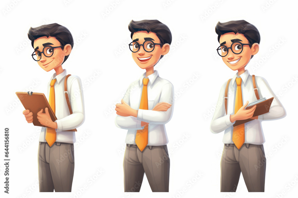 cute handsome, Thai teacher man, Thai civil servants, animation, white background Generative ai cute handsome, Thai teacher man, Thai civil servants, animation, white background Generative ai