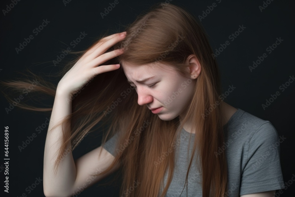 Obraz premium studio shot of an unrecognizable young woman combing her hair against a grey background