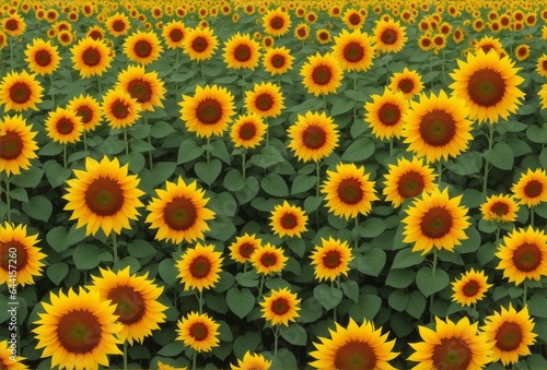 Summer sun flower background banner - Closeup of blooming sunflowers on field.
