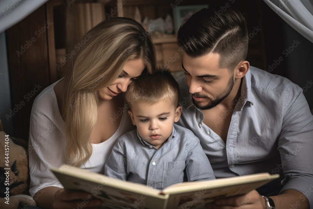 shot of two parents reading to their little boy shot of two parents reading to their little boy