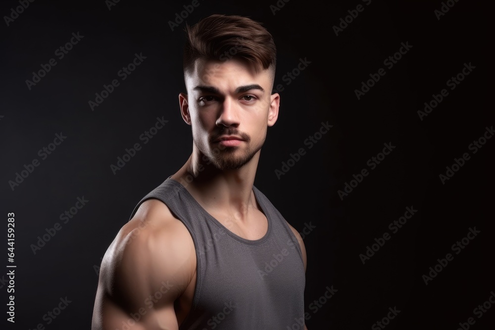 studio shot of a fit young man wearing sportswear looking at the camera studio shot of a fit young man wearing sportswear looking at the camera