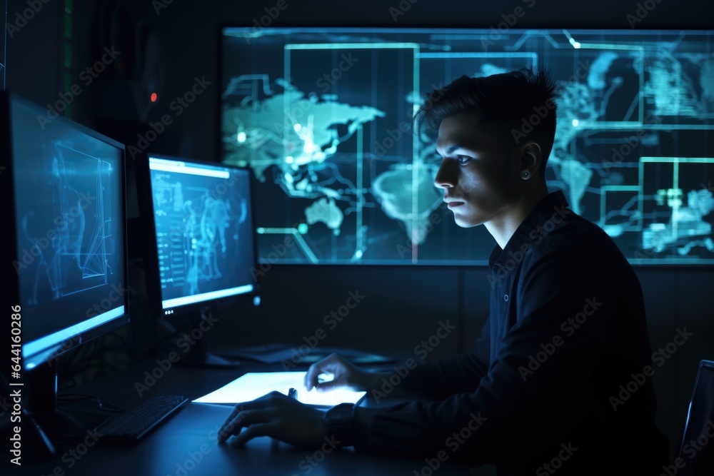 shot of a young man working with a digital interface at his desk in the office