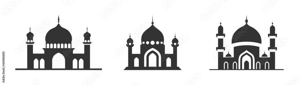 Mosque icon set. Vector illustration.