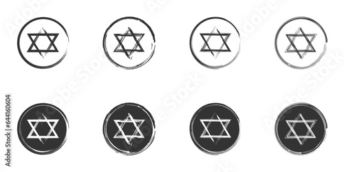 Set of hand drawn star david. Vector illustration.