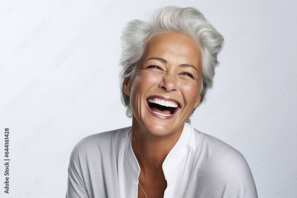 Aged attractive woman portrait made with Generative AI technology Aged attractive woman portrait made with Generative AI technology
