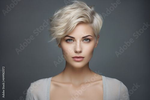 Generative AI portrait of fashion model advertising blond brunette hair paint polish coloring hairstyle