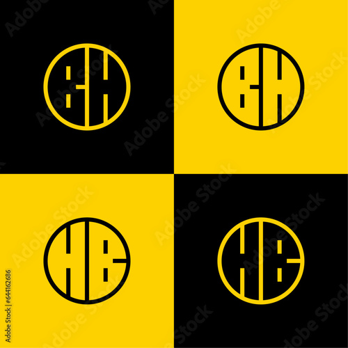 Simple BH and HB Letter Circle Logo Set, suitable for business with BH or HB initial.