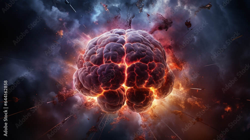 Brain Experiencing a Luminous Explosion of Creative Consciousness - obrazy, fototapety, plakaty 