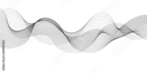 Abstract grey, white smooth element technology wave modern stream transparent background. Abstract wave line for banner, frequency sound wave, twisted curve lines with blend effect.