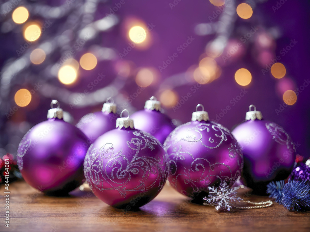 Purple christmas balls ornaments with snowflakes Purple christmas balls ornaments with snowflakes