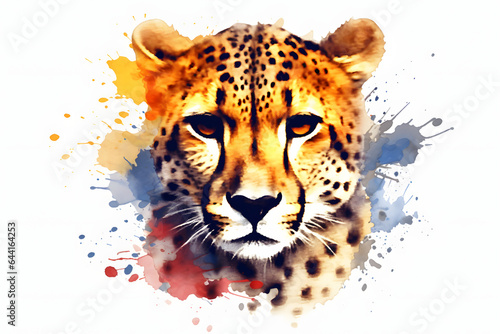 cheetah in watercolor style Made with Generative AI