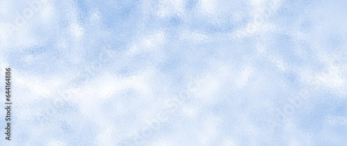 Blue winter vector art background for cover design, cards, flyer, poster, banner. Blur blue glass texture with bokeh. Hand drawn Christmas illustration. Merry Christmas! Frozen glass backdrop. Snow.