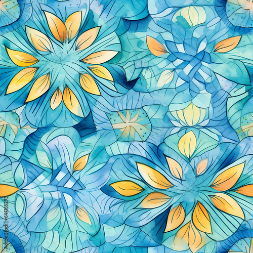 Floral watercolor repeatable pattern. Seamless tileable natural texture with flowers.
