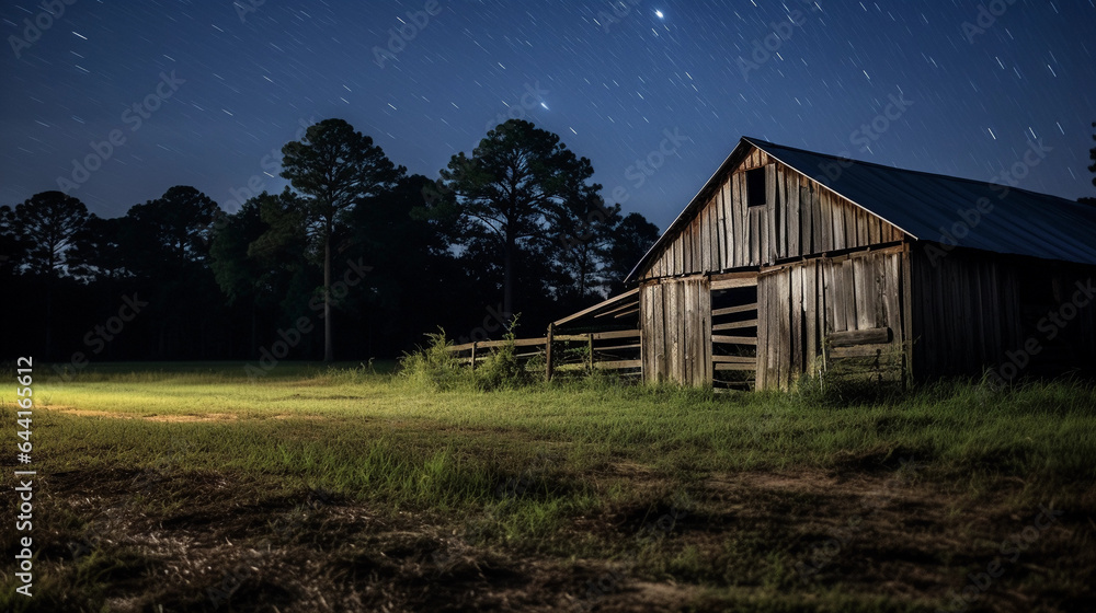 Old barn at twilight, fireflies illuminating the surroundings, rustic and weathered, crickets chirping, magical and serene atmosphere Old barn at twilight, fireflies illuminating the surroundings, rustic and weathered, crickets chirping, magical and serene atmosphere