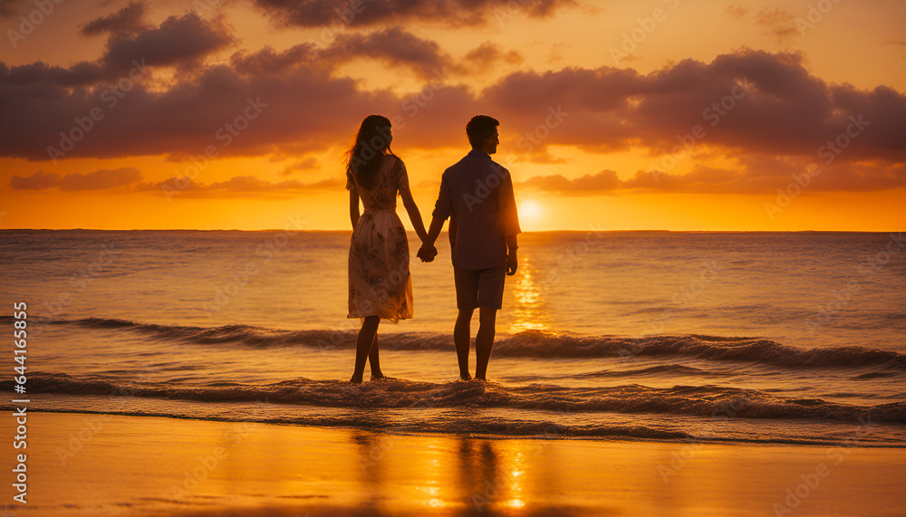 Sunset Serenity: Embracing Love on the Beach