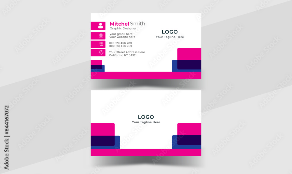 Double-sided Professional creative business card template .Vector illustration.