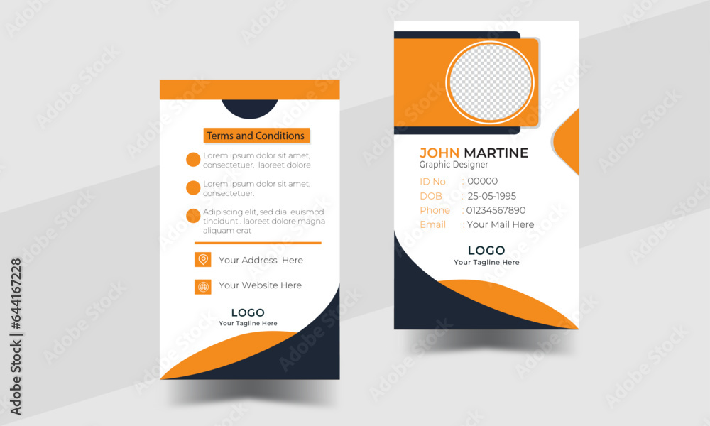 Fototapeta premium Office Id card | Employee Id card for your company |clean id card design with realistic mockup