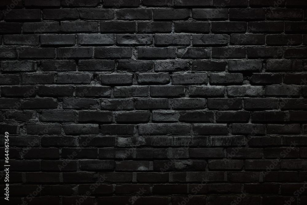 Black brick background texture seamless room house interior pattern generative AI