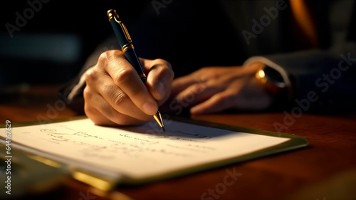 A businessman signs the employment contract. Generative AI