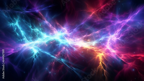 Abstract colorful lightning fractal black background