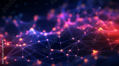 Wallpaper Mural Abstract digital communication points. Technological background. Network connection structure. Color plexus effect. 3D Torontodigital.ca