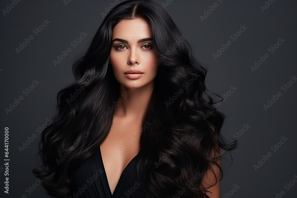 Generative AI picture of young attractive woman model with stunning flattering long hairstyle