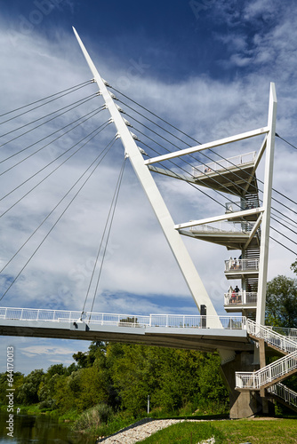 Viewing platforms on the cable-stayed bridge over the Warta River in Owinska