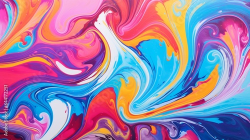 Abstract marbled acrylic paint ink painted waves painting texture colorful background banner - Bold colors, rainbow color swirls wave © Ghulam