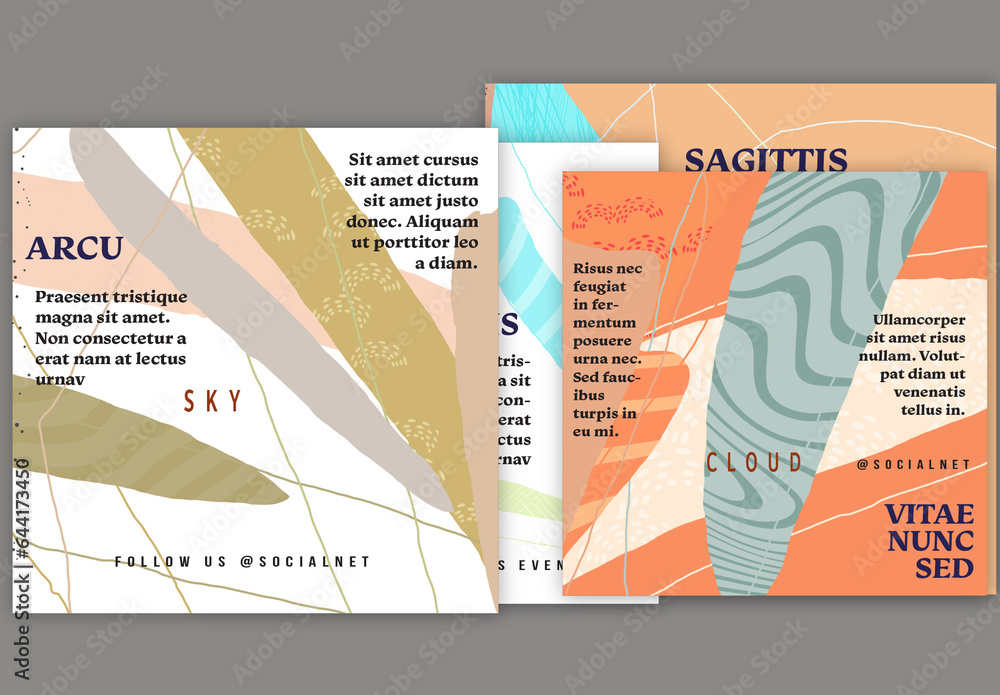 Social Media Square Post Layout Overlapping Blobs Textured With Spots ...