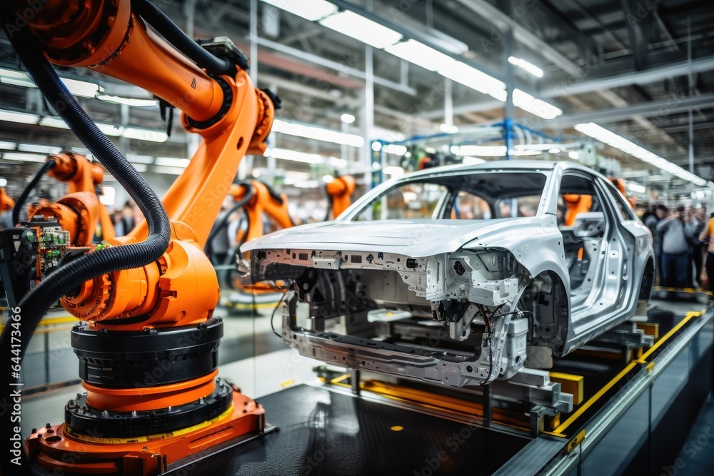 An industrial robot arm in an autonomous production line.