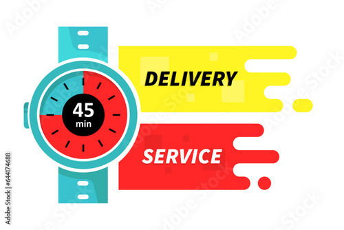 Fast delivery service stopwatch vector illustration.