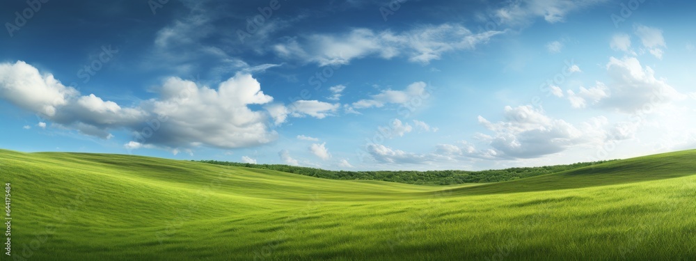 Panorama green grass landscape background Panorama green grass landscape background