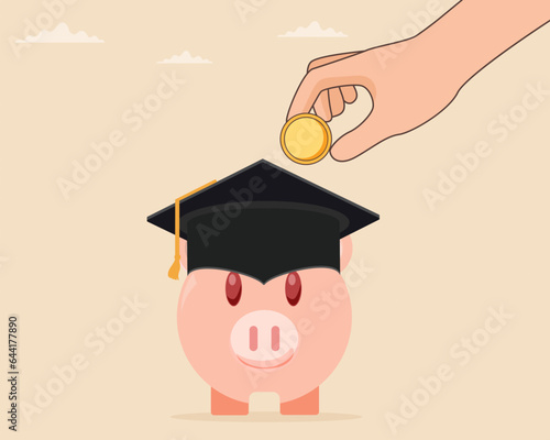 Student investing money in education and taking student loan from bank for education.