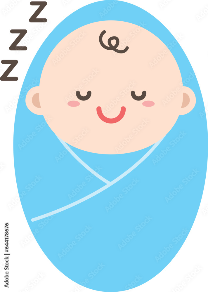 Baby boy peacefully sleeping with smile illustration. Baby boy peacefully sleeping with smile illustration.
