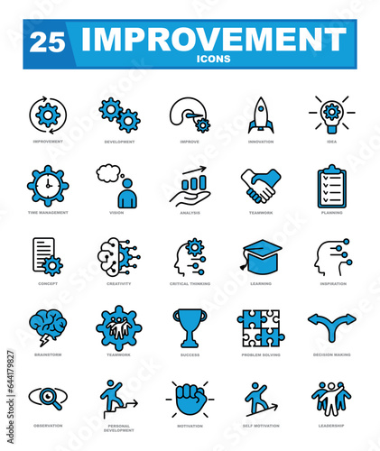 Set of outline improvement vector icons.