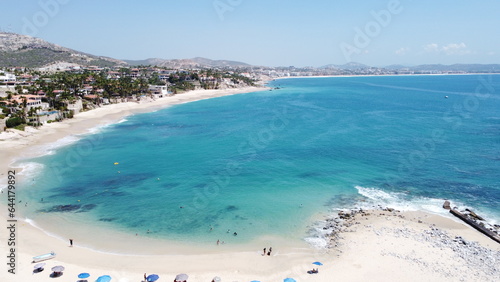 photography with drone of yachts in santa maria beach cabo san lucas california mexico © mario
