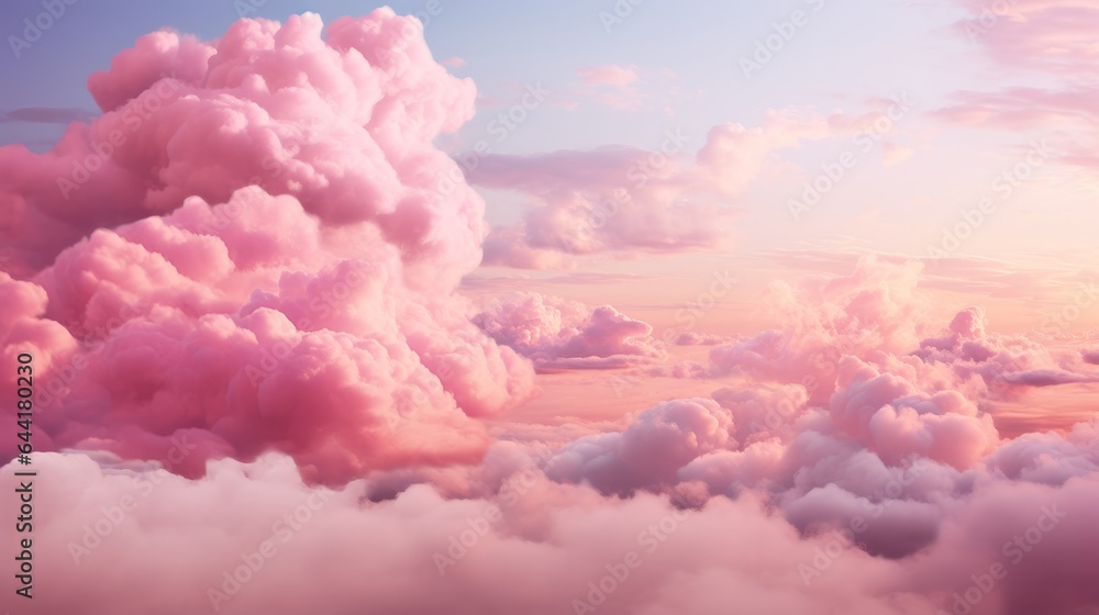 A vibrant sunset with pink clouds filling the sky A vibrant sunset with pink clouds filling the sky