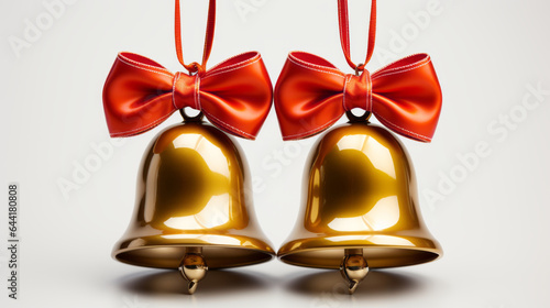 christmas bells with bow isolated on background, christmas decorations