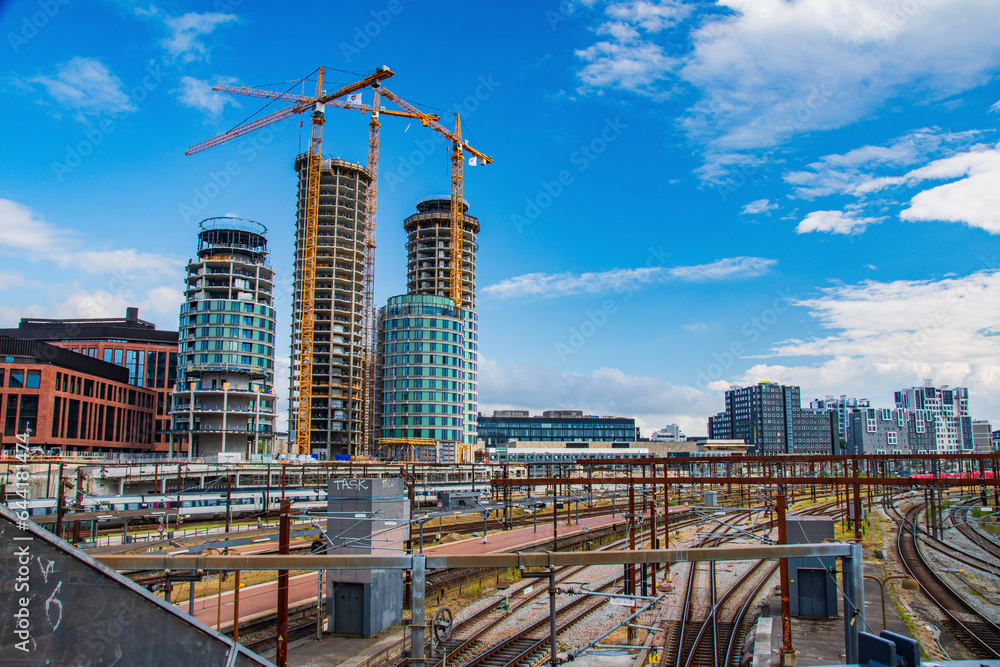 construction site with cranes